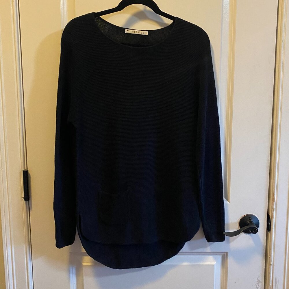 Mansted 100% Eco Cotton Lightweight Navy Sweater Pocket Detail Women's S